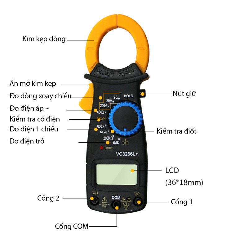 Đồng hồ đo điện đa năng có kìm kẹp dòng  VC3266L+