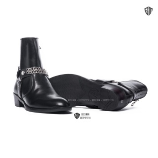 Giày Harness Boots màu đen khóa zip thời trang nam chất liệu da bò cao cấp thumbnail