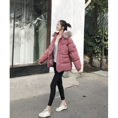 áo phao nữ cao cấp, áo khoác phao mũ lông