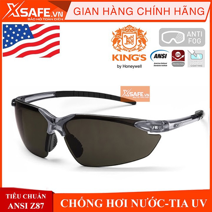 Kính bảo hộ Kings KY712 kính chống tia UV, chống bụi, chống nắng, chống xước, đọng sương. Mắt kính râm, bảo vệ mắt lao động, du lịch, đi xe máy (màu đen)