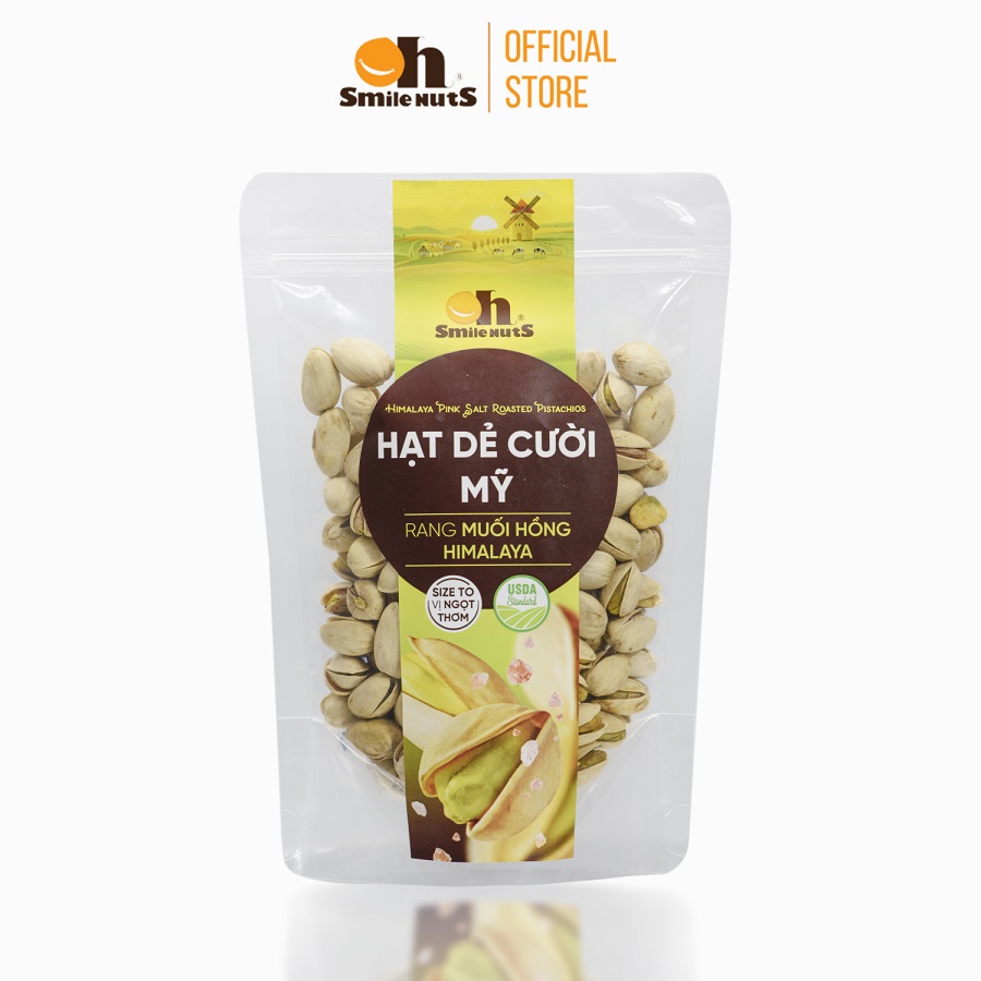 Hạt Dẻ Cười Mỹ Không Tẩy Trắng Rang Muối Hồng Himalaya Smile Nuts_Trọng lượng 215g/250g/475g/500g - Hạt dẻ cười cao cấp, mùa mới, vị tươi ngọt, không tẩy trắng