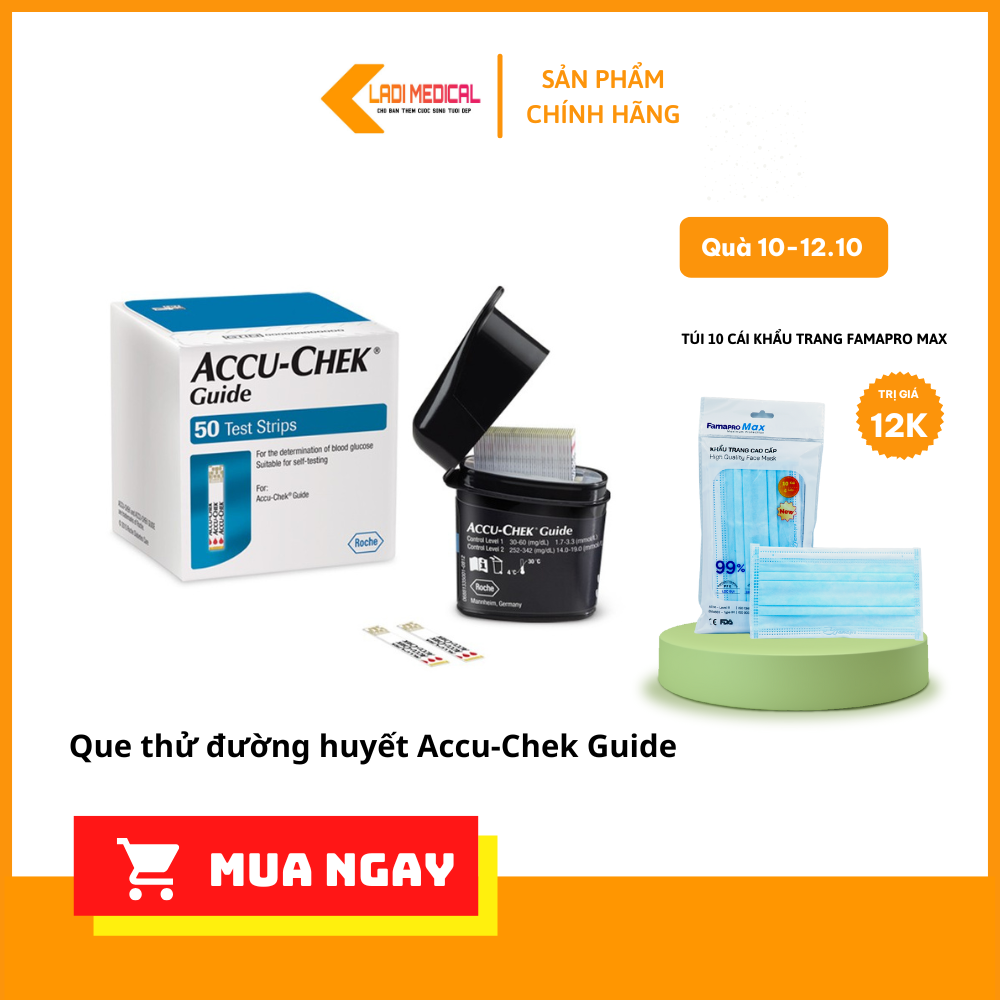 Que thử đường huyết Accu-Chek Guide 50 QUE - Y TẾ CARASE