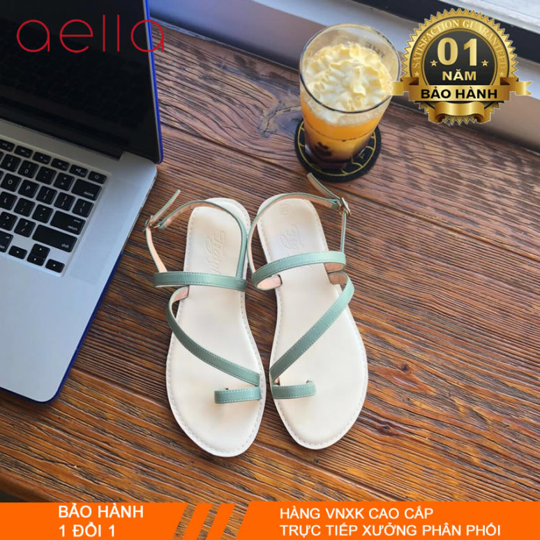 Sandal nữ đi học đế thấp AELLA401 - Dép sandal xỏ ngón đầy cá tính giá rẻ