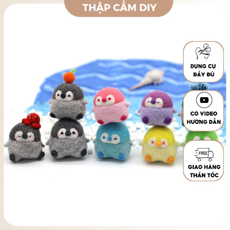 Len Chọc Handmade, Bộ Kit Len Chọc Biệt Đội Chim Cánh Cụt