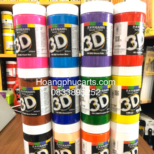 Combo 12  màu acrylic 3D 300ml