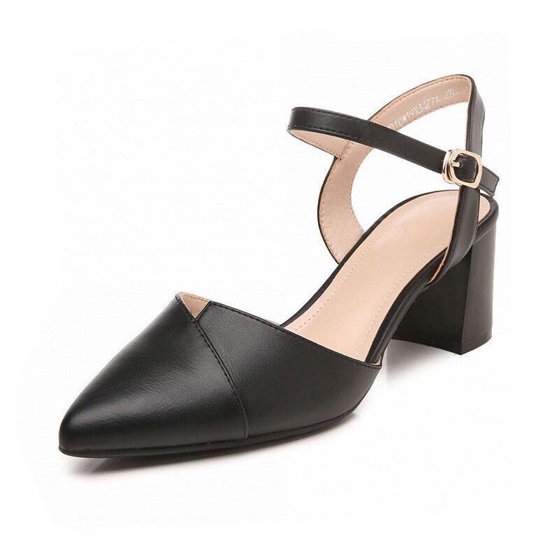 - Giày cao gót/Sandal cao gót tiểu thư nữ mũi nhọn đế vuông 5cm