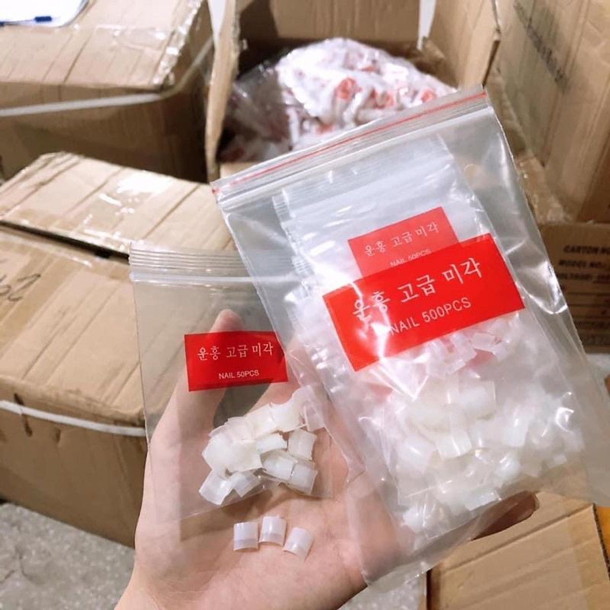 Móng úp chân Hàn Quốc, móng úp túi 500 cái