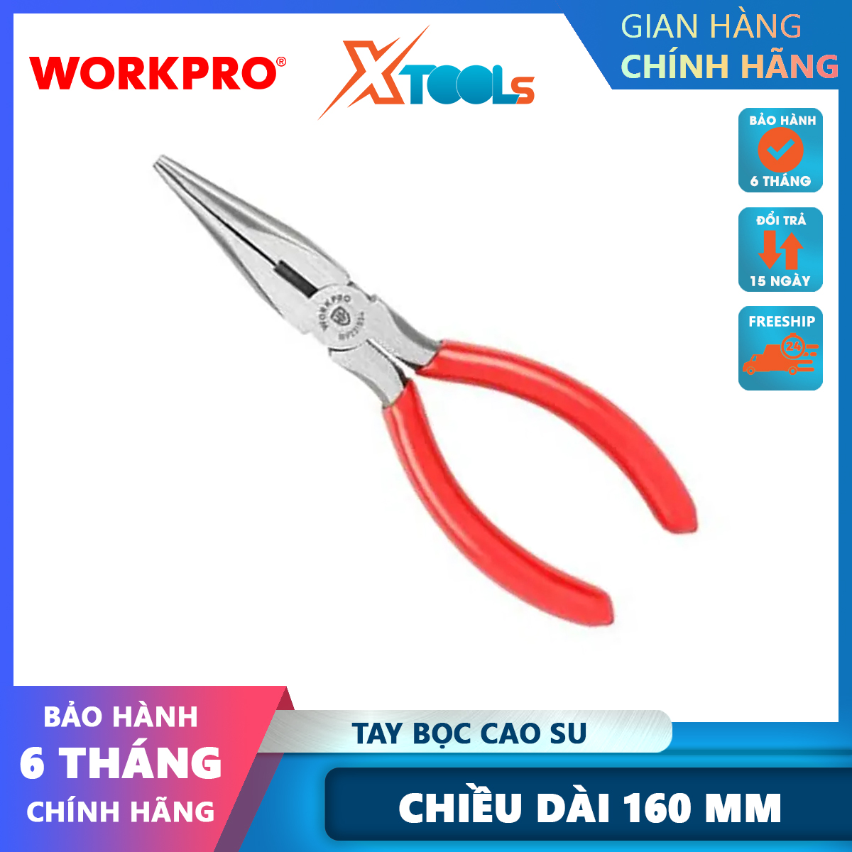 Kìm nhọn 6 inch 160mm Workpro