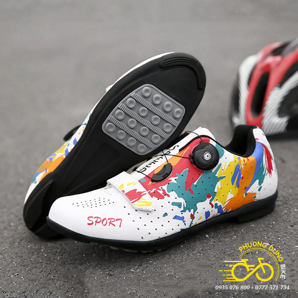 Giày đi xe đạp thể thao Road, MTB SPORT - Mẫu Rằng - 1 Khóa Vặn (GIÀY KHÔNG CAN)
