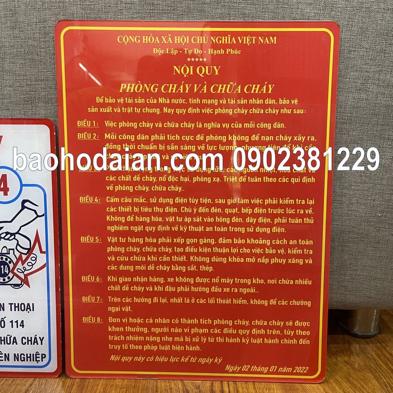Bộ nội quy tiêu lệnh PCCC mica dán decal - 2022