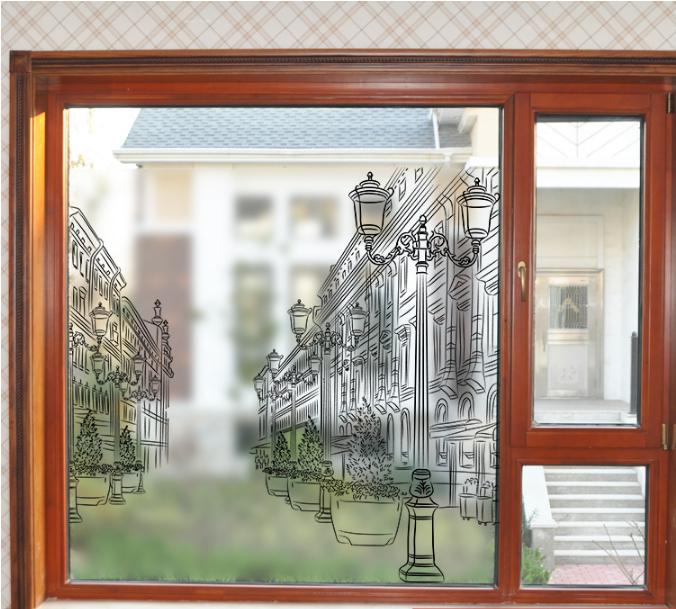 [HCM]Decal Dán Kính Cao Cấp - Thành Phố trắng đen ( 60x58 )-DK7129
