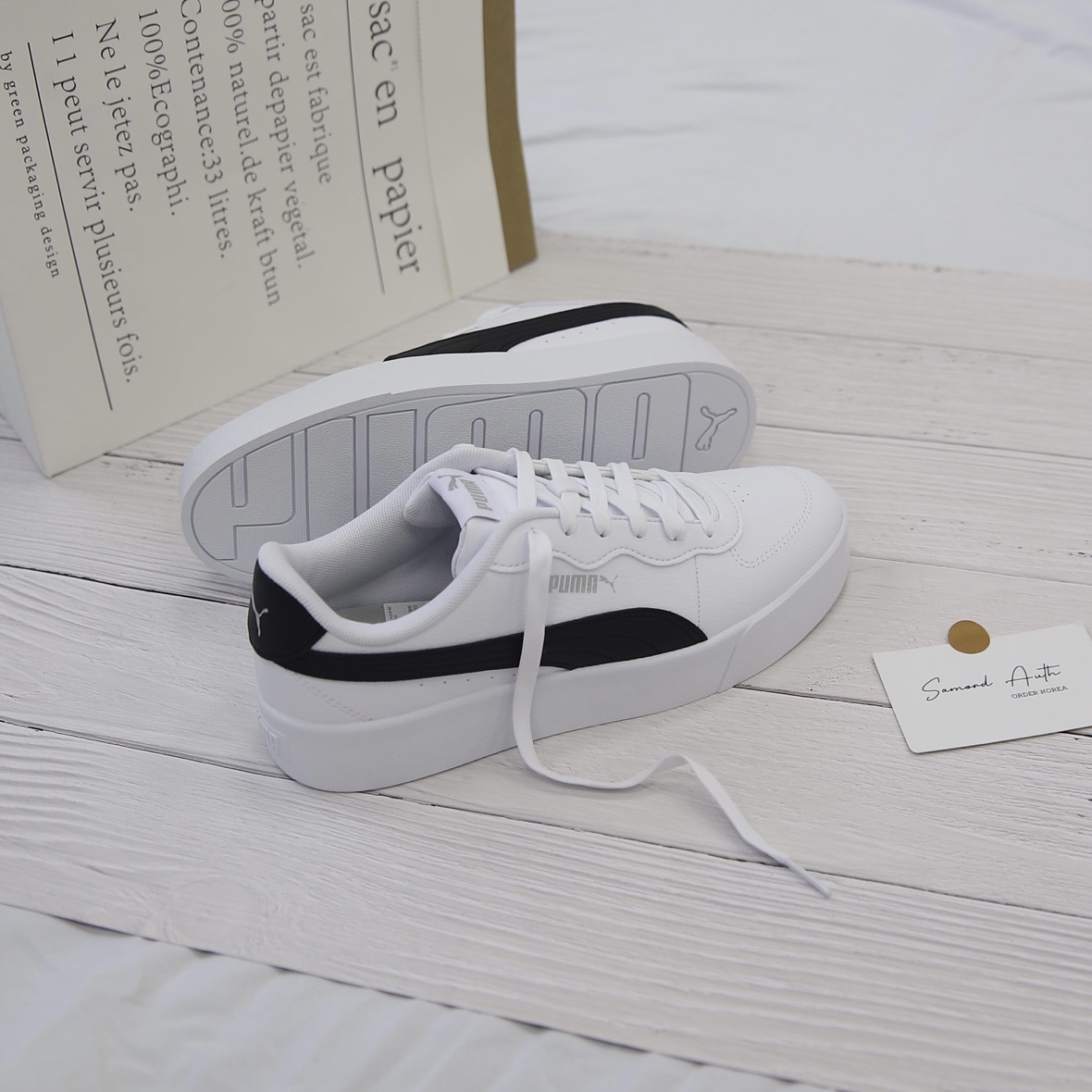 Giày thể thao puma skye clean phối trắng đen chính hãng sale