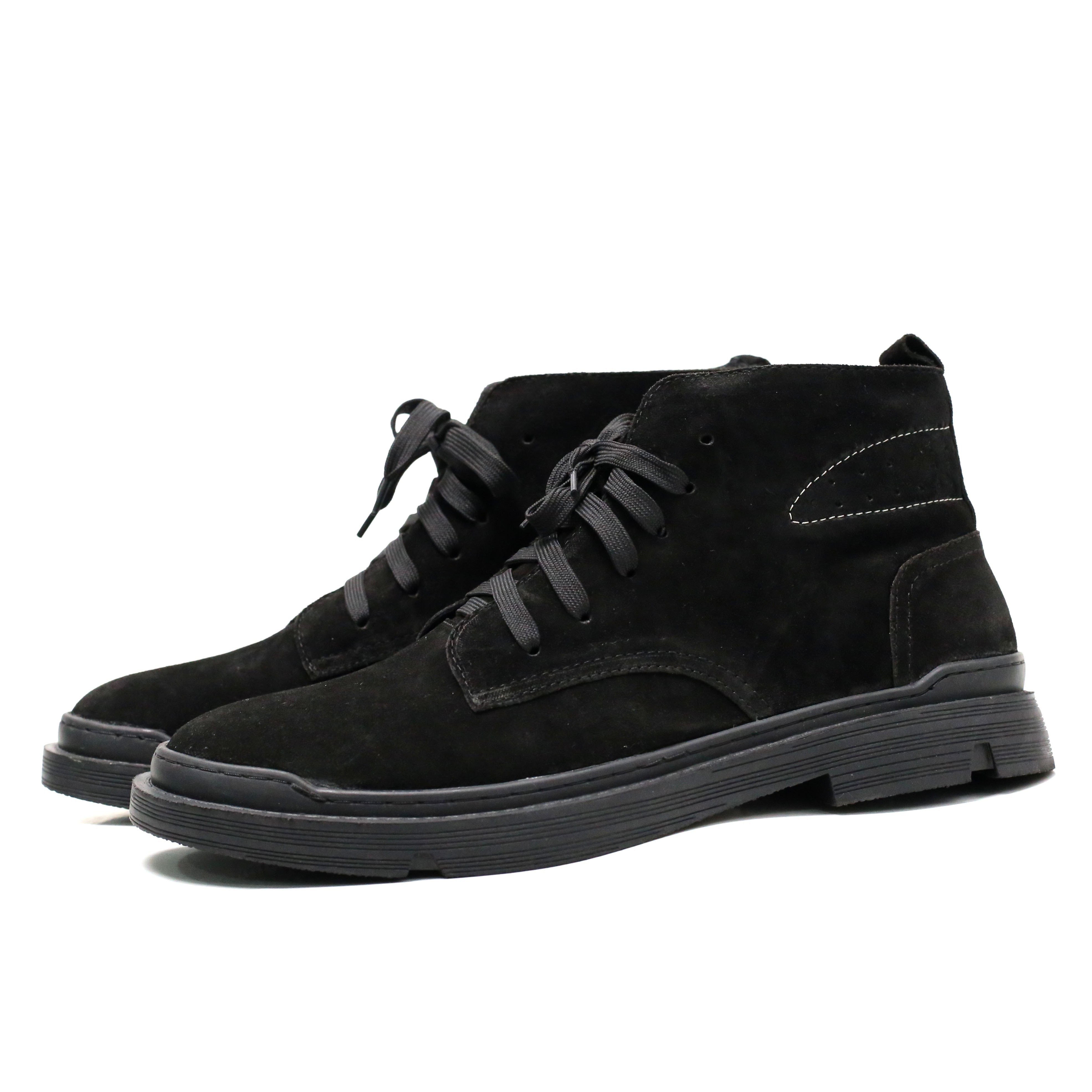 Giày boots da lộn INICHI G1128 cổ lửng có may đế