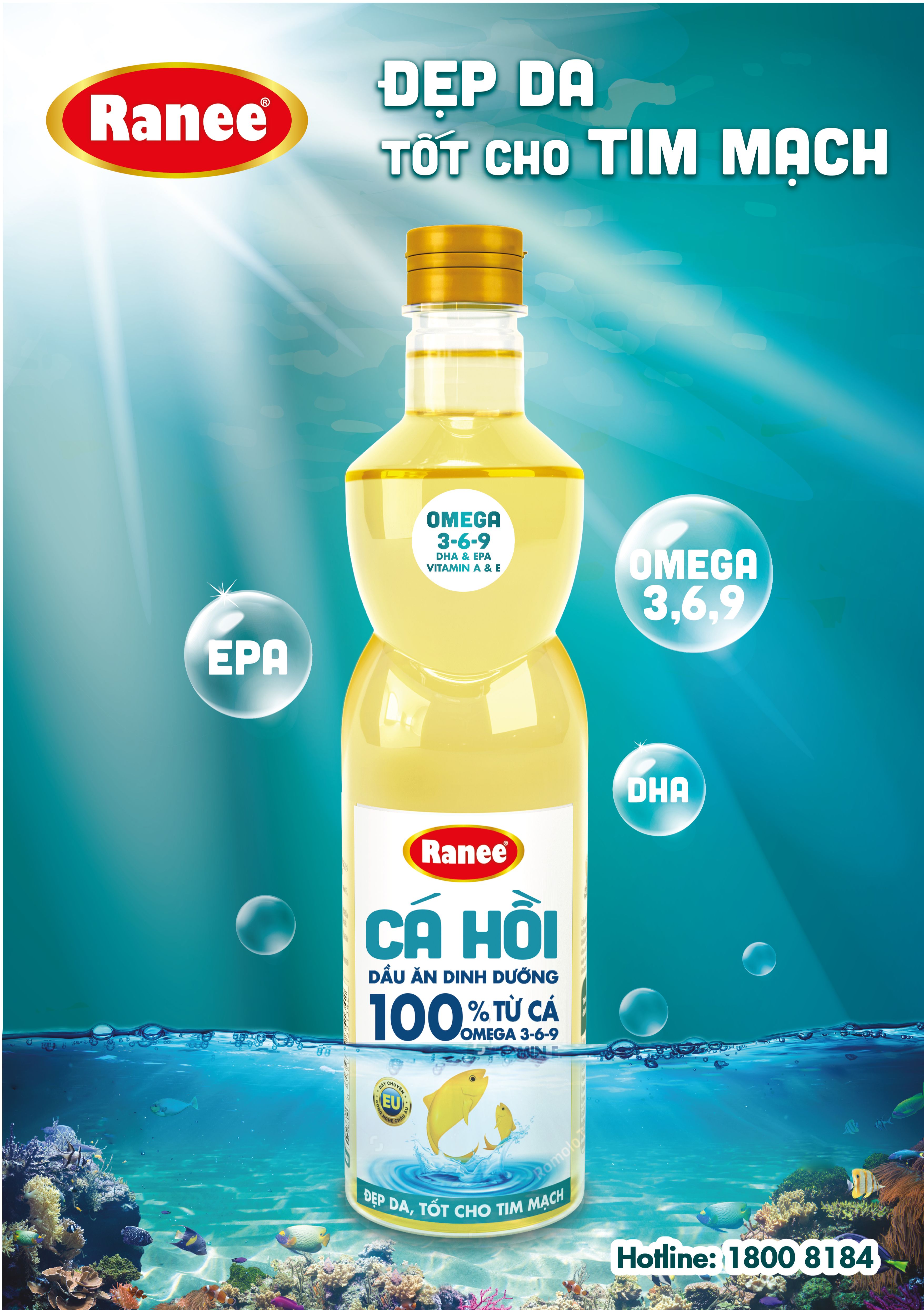 Dầu ăn Dinh Dưỡng Ranee Cá Hồi 950ml hoặc 1lit