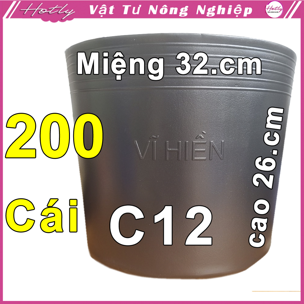 200 chậu nhựa vĩ hiền c12 miệng,cao 32x26cm trồng cây ăn trái và hoa siêu bền--77108