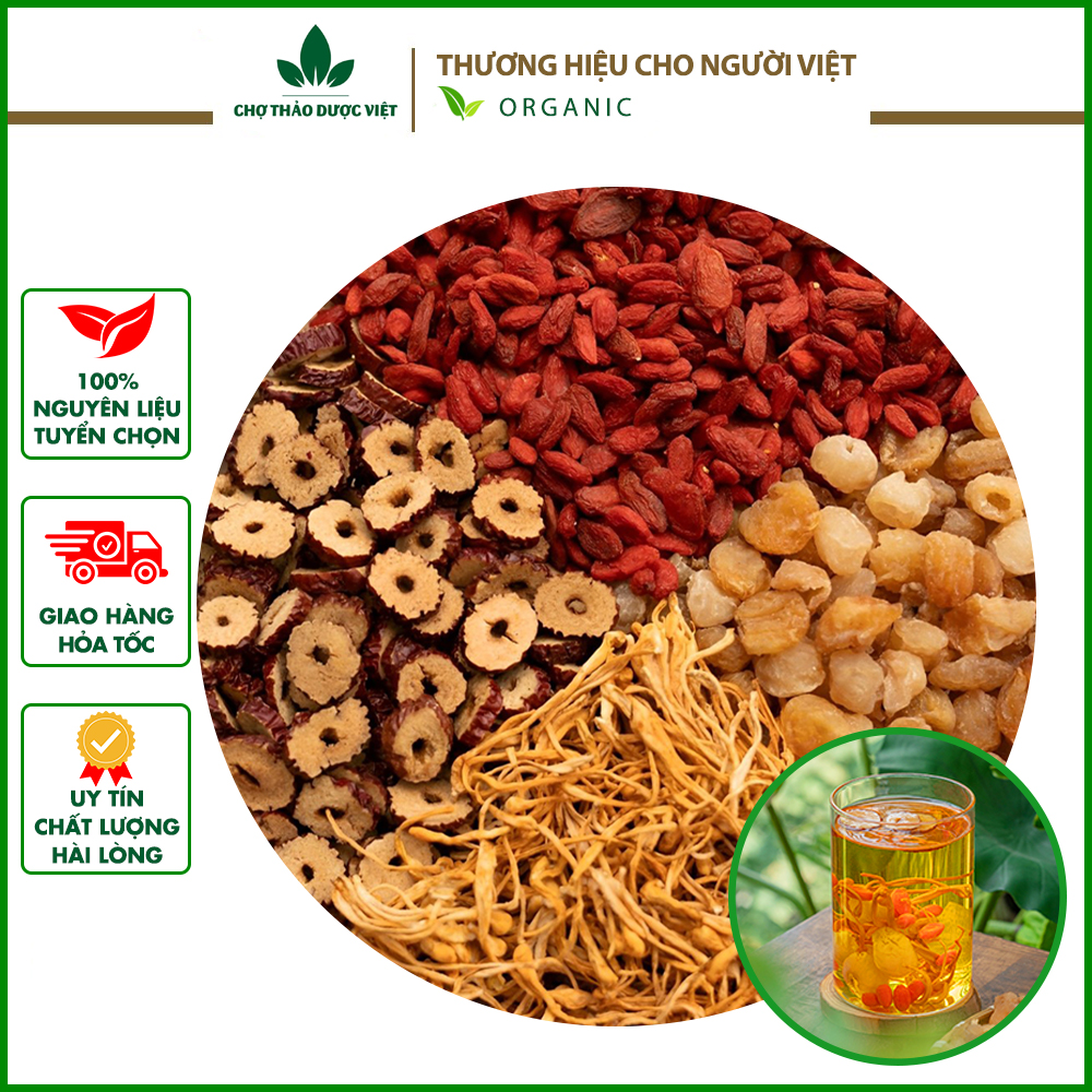 Set 5-10 gói trà đông trùng hạ thảo mix sẵn (Trà tứ vị bồi bổ sức khỏe, dưỡng nhan, tăng cường sức đề kháng)