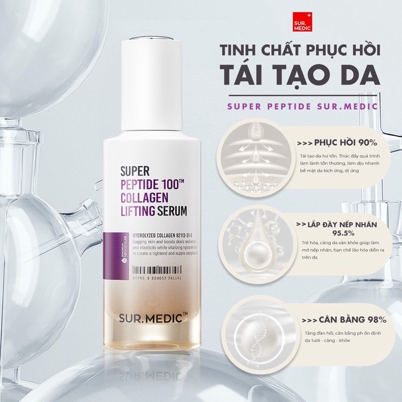 Tinh chất serum phục hồi Sur.medic super peptide 100TM COLLAGEN LIFTING serum 50ml sur medic tinh chất serum phục hồi