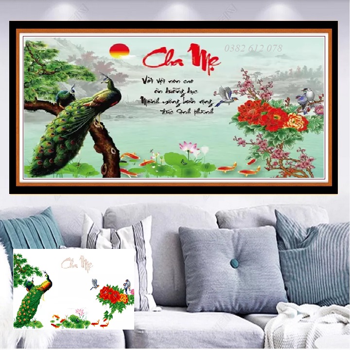 Tranh Đính Đá Cha Mẹ - Tranh Chưa Đính