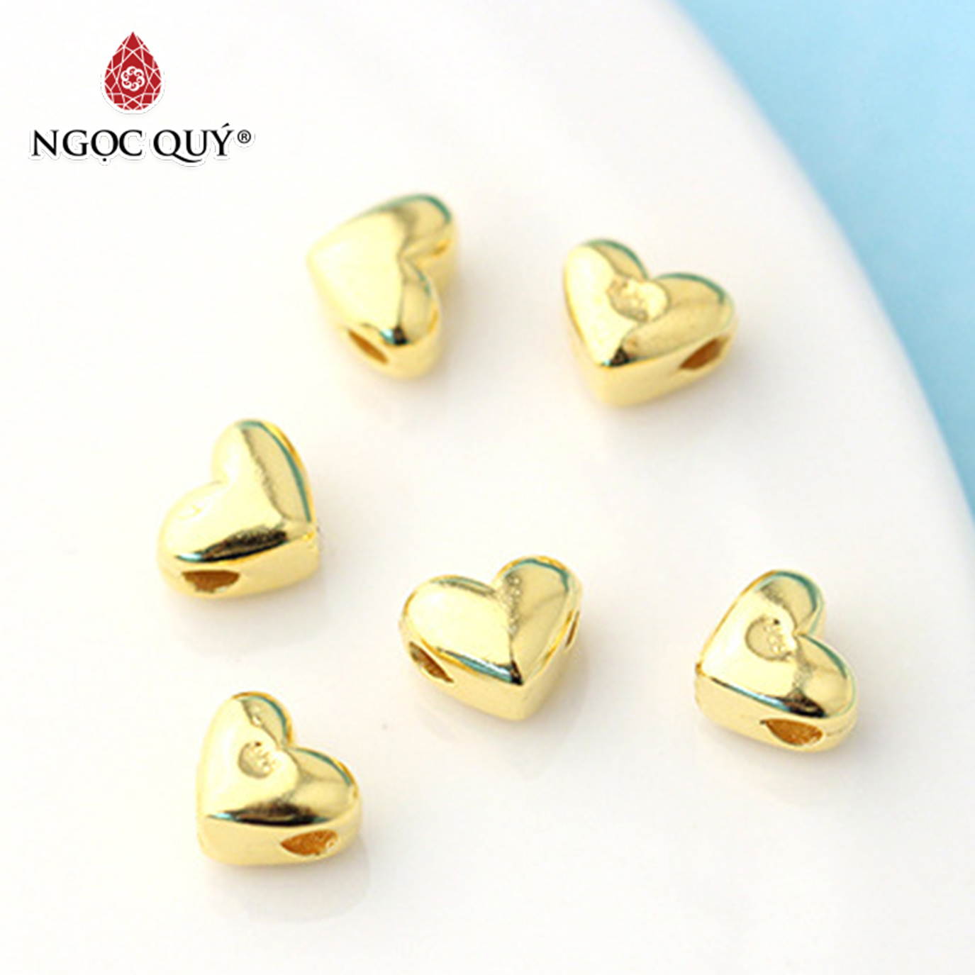 Charm bạc trắng hình trái tim xỏ ngang - Ngọc Qúy Gemstones
