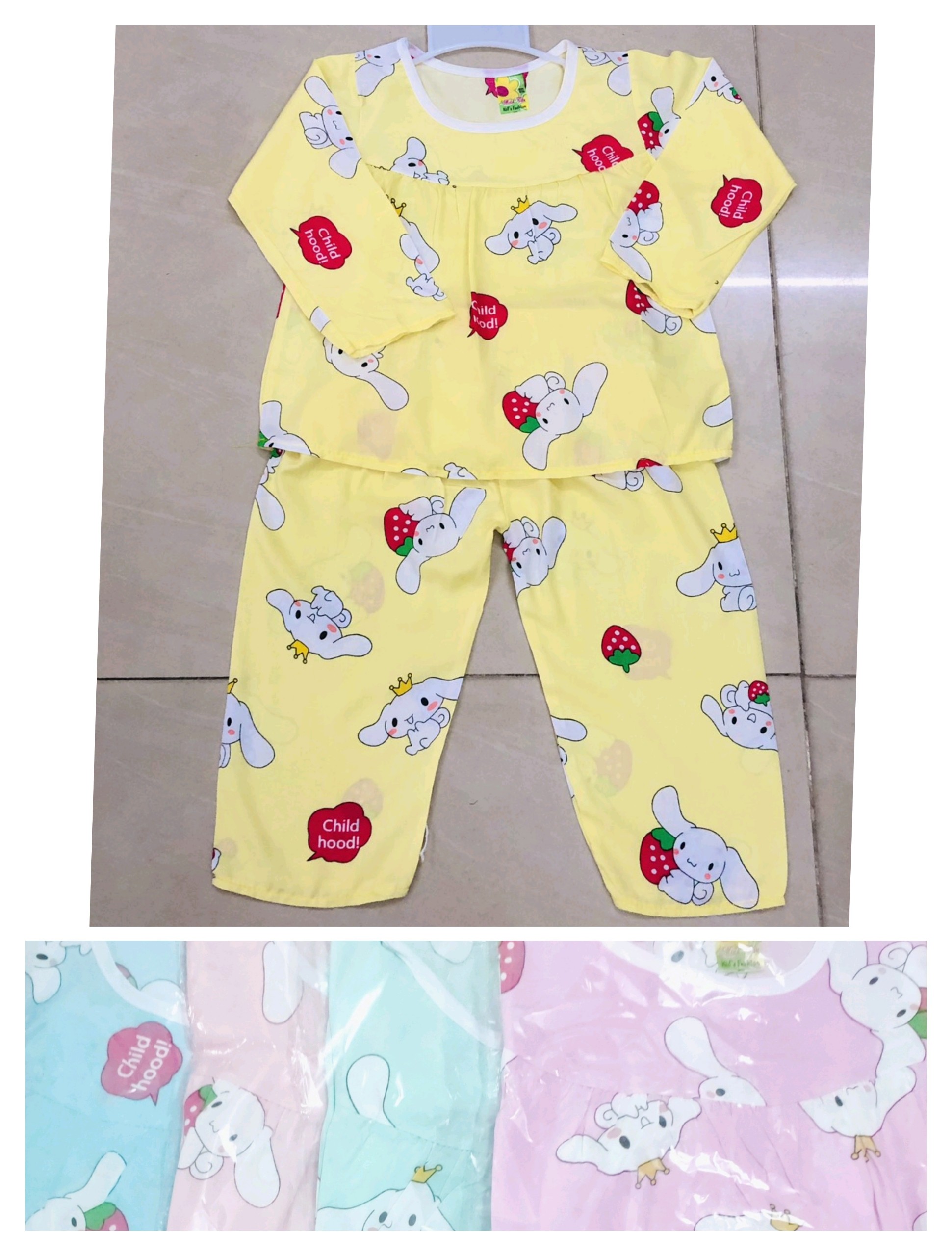(3 bộ 3 màu 3 họa tiết khác nhau) Combo 3 bộ tole tay dài bé gái (12-18kg)