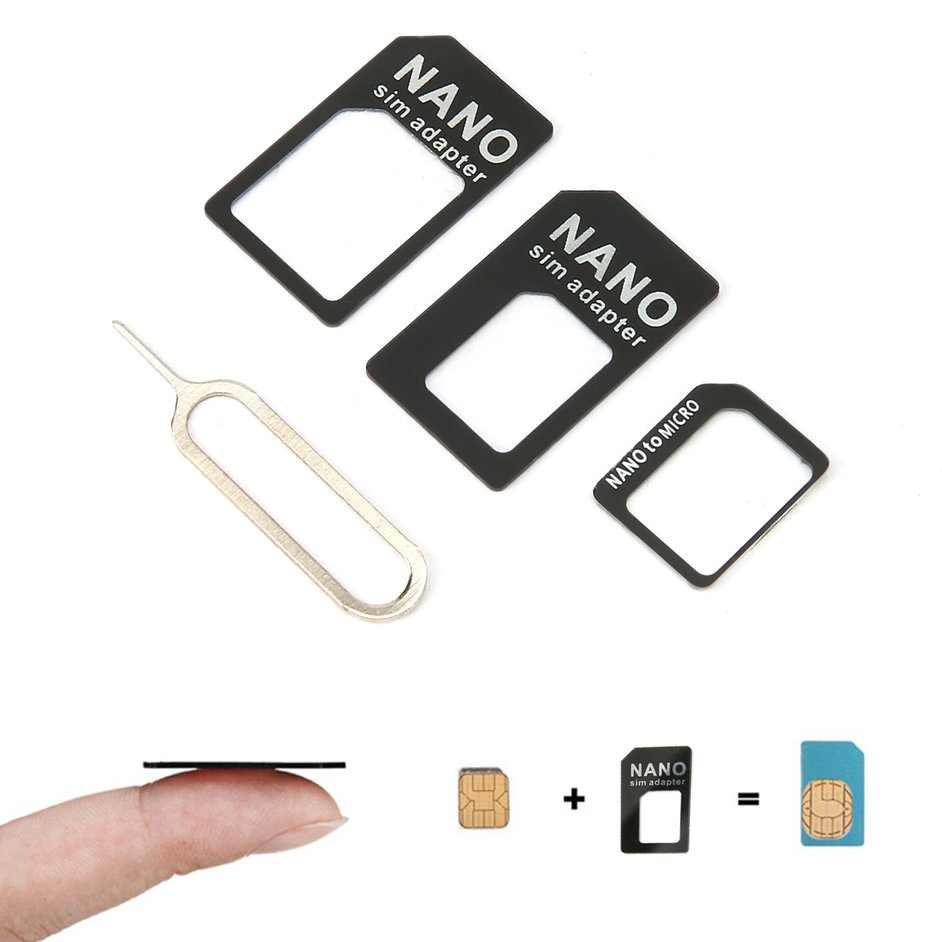 Bộ chuyển đổi nano sim 4 trong 1 Tặng kèm que chọc sim – Bộ khay sim đa năng