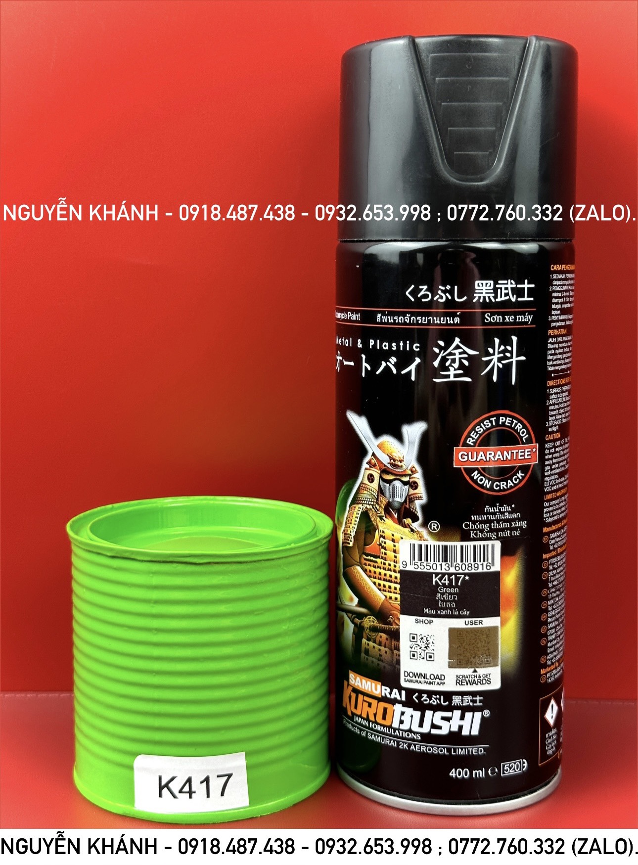 K417-sơn xịt samurai màu xanh lá cây