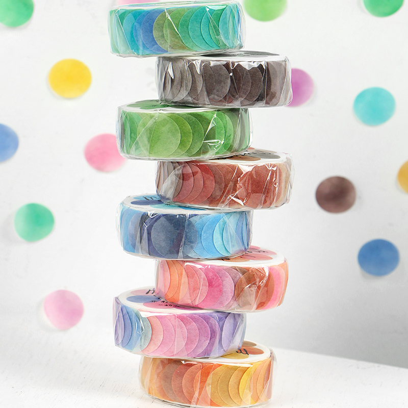 Cuộn 100 sticker chấm tròn nhiều màu trang trí sổ, làm bullet journal
