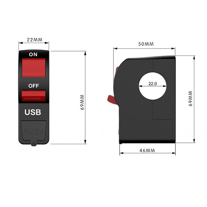 Công Tắc ON OFF Gắn Ghi Đông Kiêm USB [ 1 chiếc ]