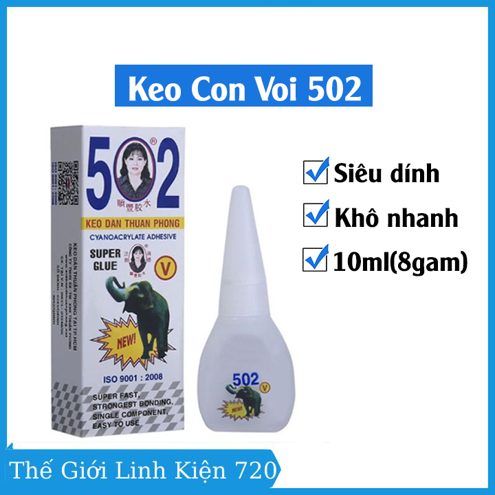 Keo 502, keo dán đa năng siêu dính con voi k502ph