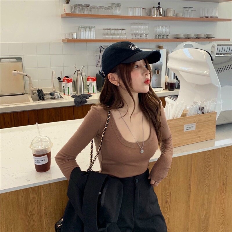 Áo coptop nữ ngắn tay cổ u siêu hot vải đẹp xinh sắn
