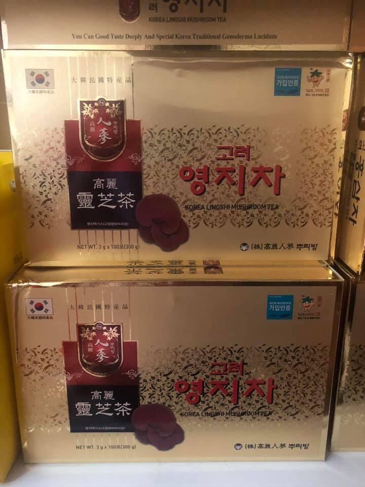 Trà nhân sâm linh chi Hàn Quốc( hộp 100 gói)- Hàng chuẩn mới về