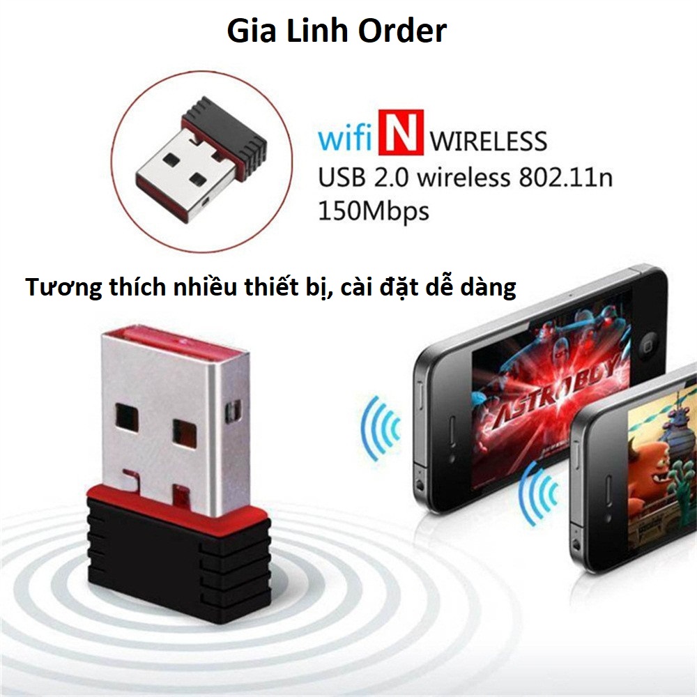 Usb thu sóng wifi rtl8188 siêu nhỏ cực gọn tốc độ 150/300/450mbps - usb wifi