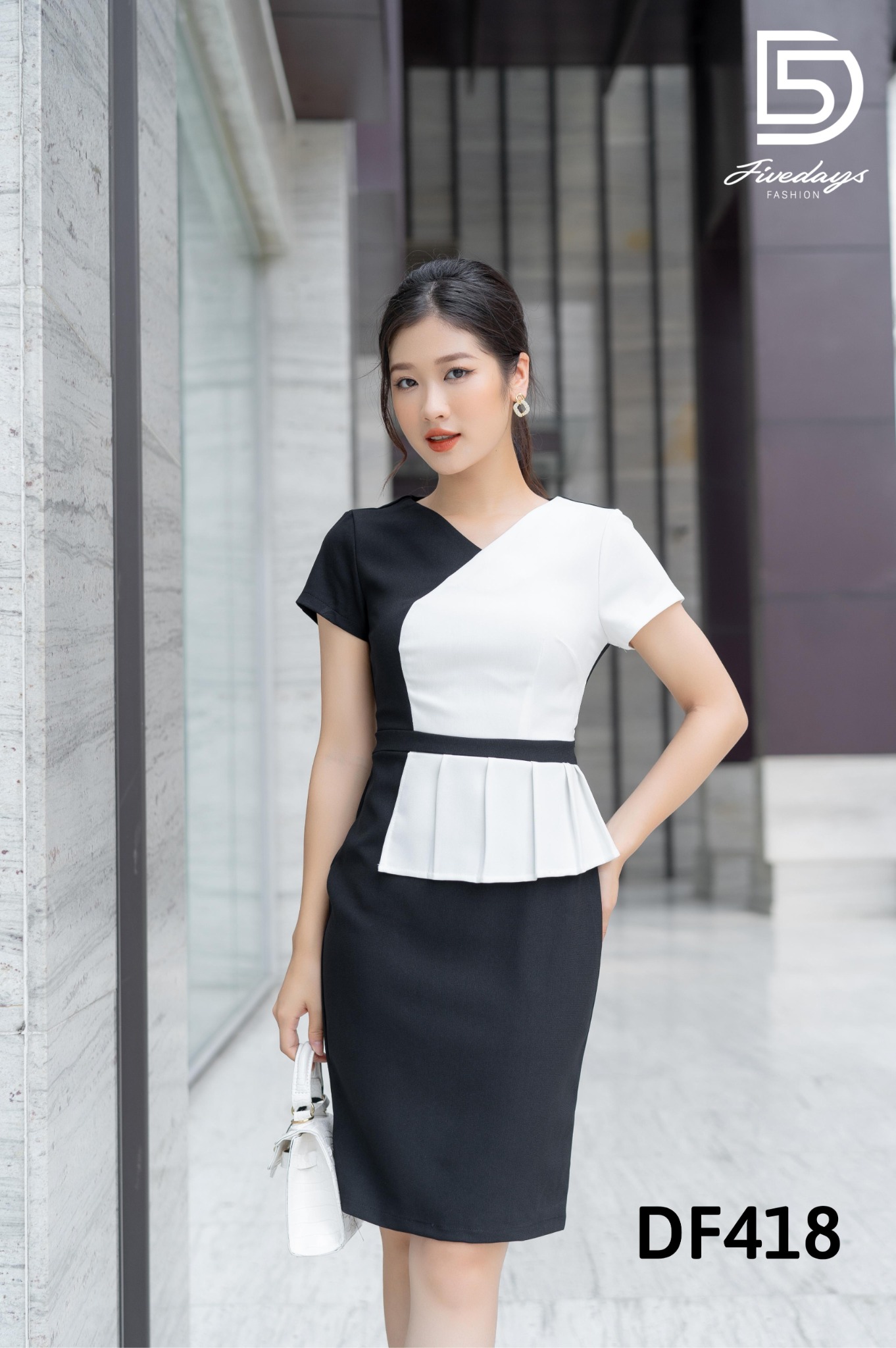 Fivedays - Đầm Peplum xếp ly
