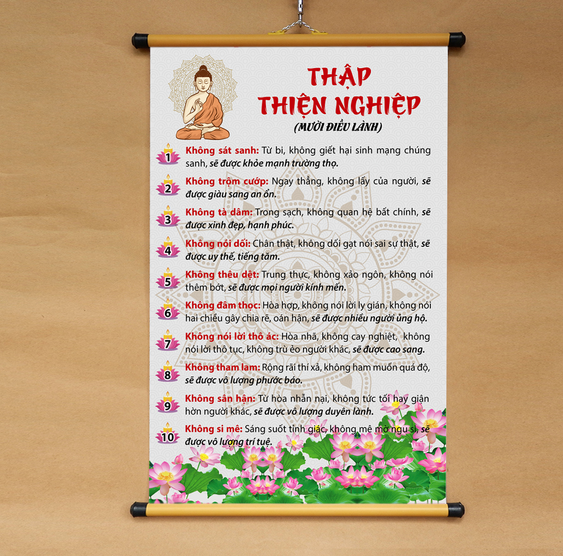 Tranh chữ thập thiện nghiệp treo tường bằng vải phủ bóng cao cấp dày dặn