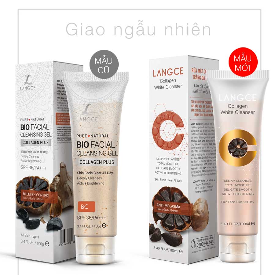 GEL RỬA MẶT COLLAGEN+ ĐẸP DA 100ml - TỎI ĐEN - TRẺ HÓA DA LANGCE