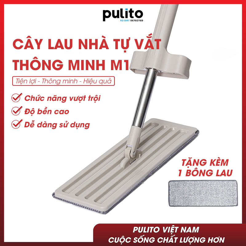Chổi lau nhà tự vắt thông minh PULITO vệ sinh nhà cửa với đầu xoay 360 độ tiện dụng Tặng thêm 1 bông lau LS-CLN-M1