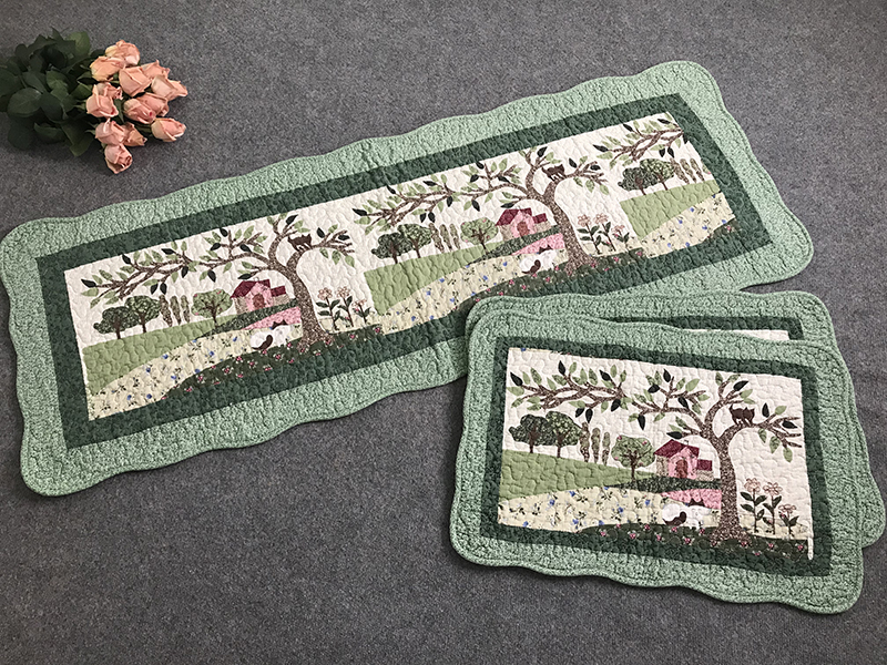 Thảm set 3 - Cây xanh lá 100% cotton hàn quốc