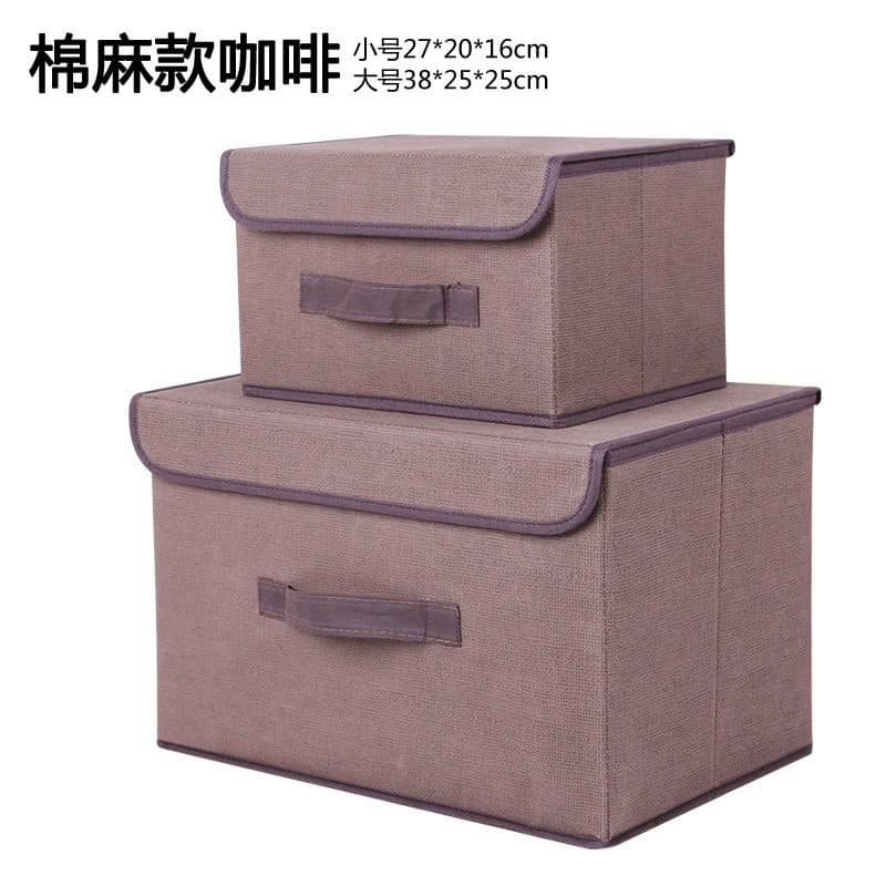 SET 2 Hộp túi vải đựng đồ thùng đựng quần áo đồ lót đồ chơi đa năng bằng vải cứng có nắp đậy không cần tủ tiện dụng-Hộp đựng đồ lót- Túi đựng chăn màn quần áo-Hộp vải đựng đồ  chắc chắn nhiều màu