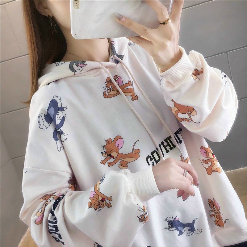 Áo hoodie form rộng áo ấm in hình mèo & chuột siêu độc đáo chất liệu nỉ mềm mịn.xttt