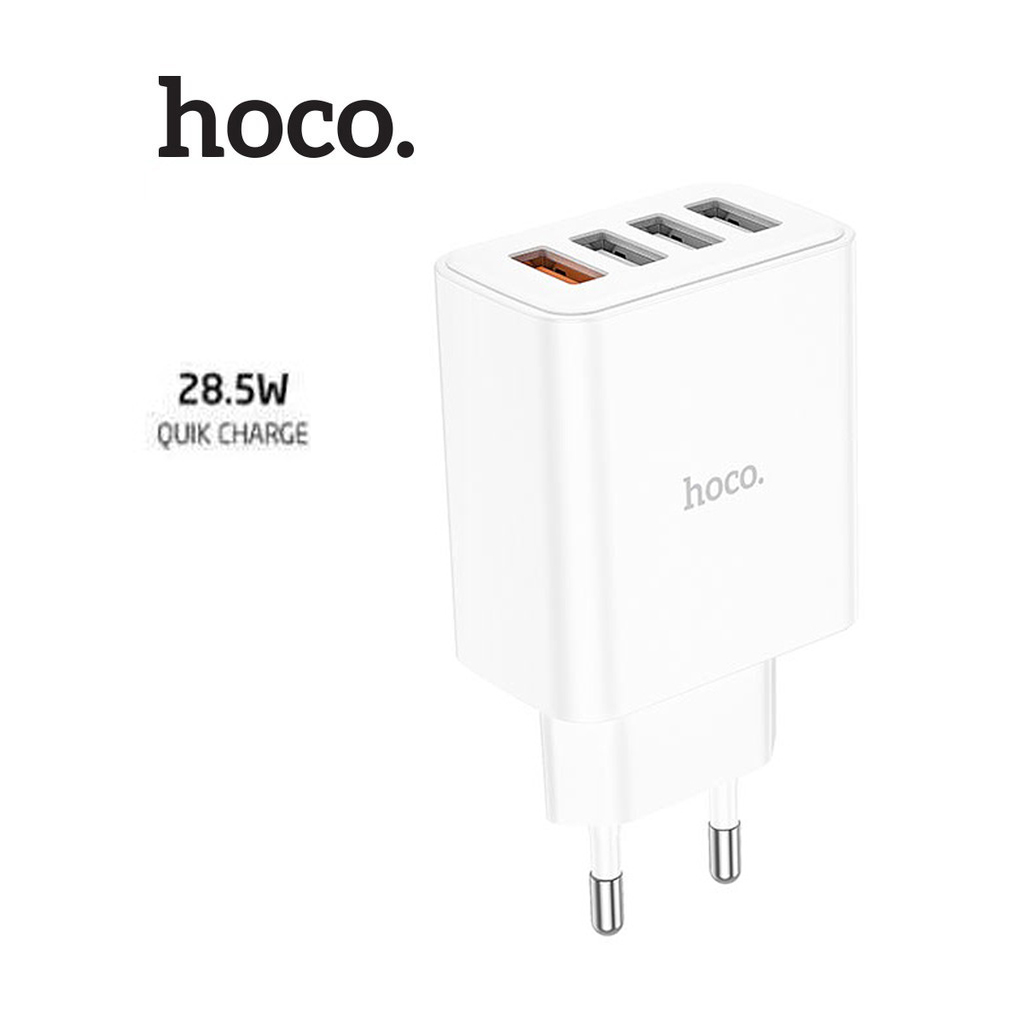 Củ sạc nhanh 28.5w hoco c102a chân tròn 4 cổng usb sạc nhiều thiết bị cùng lúc