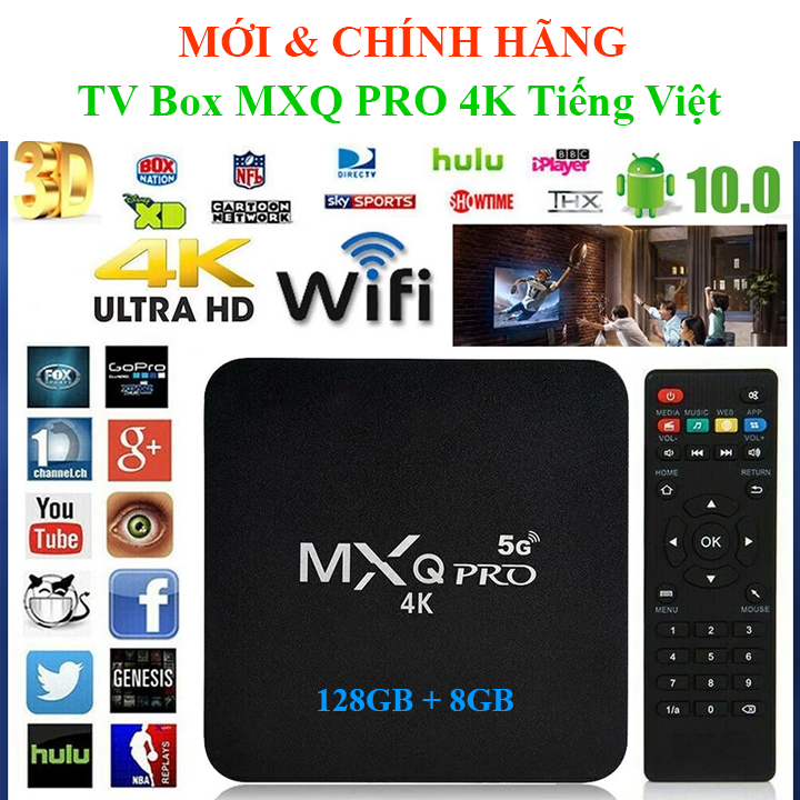 Tivi Box 16+256GB MXQ Pro 4K 5G Tiếng Việt Biến TV thường thành Smart TV xem Youtube hát Karaoke