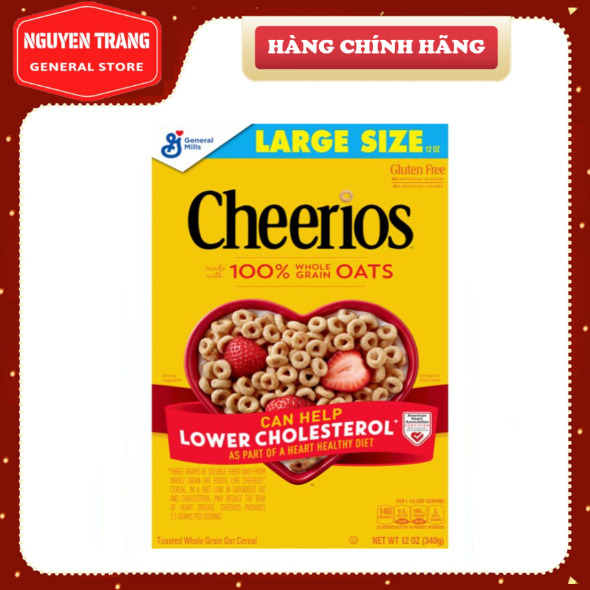 NGŨ CỐC CHEERIOS 100% WHOLE GRAIN OATS 340GRAM
