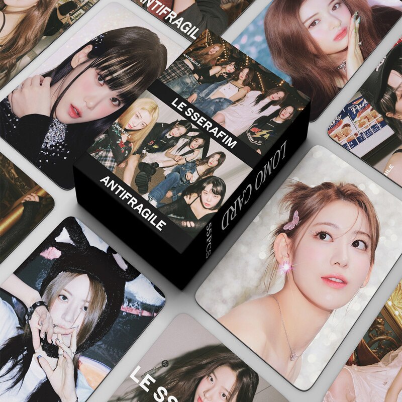 55pcs/set kpop le sserafim antifragile new ablum fearless lomo cards girl group photocard cute print card poster fans gift