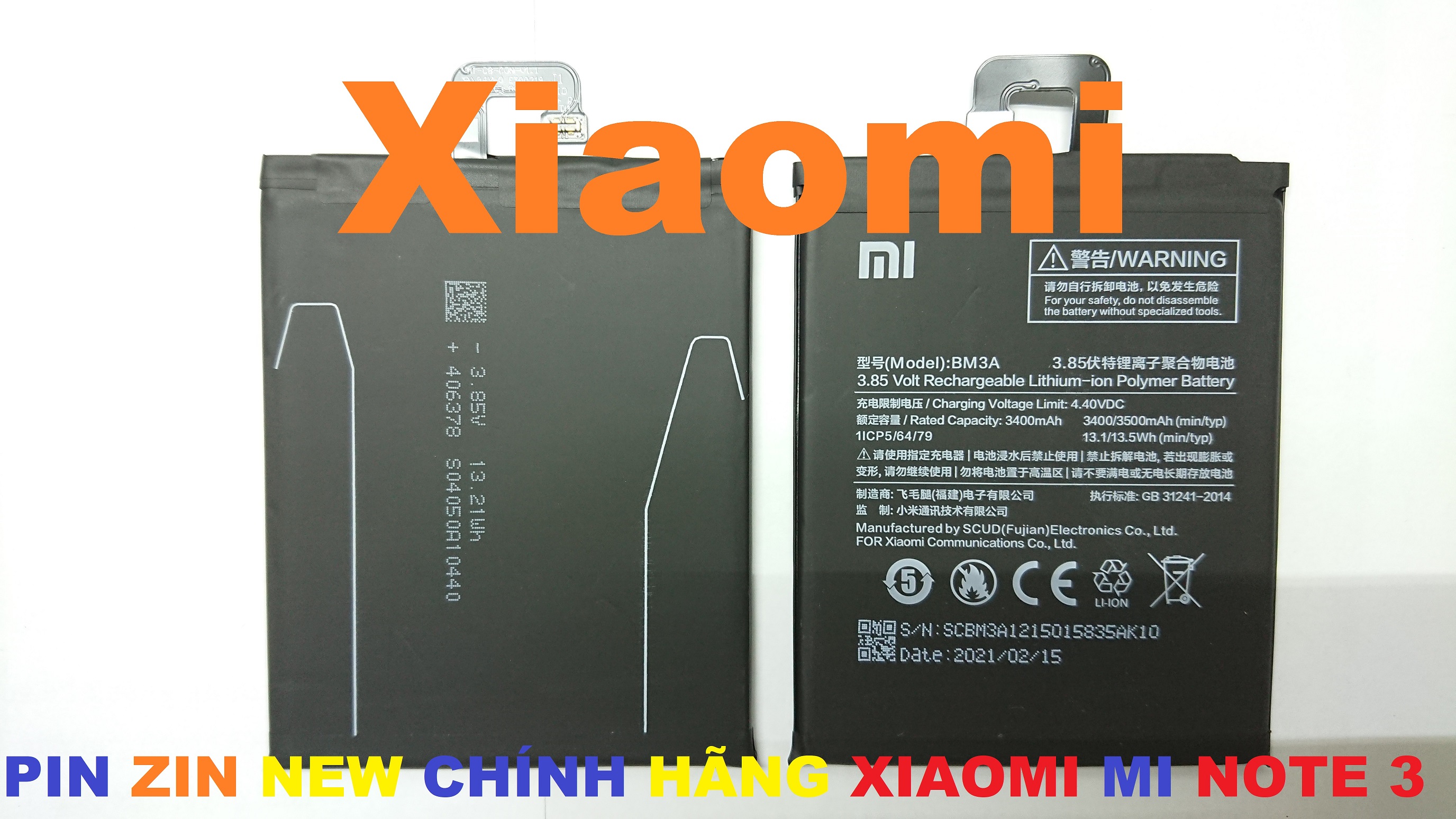 PIN ZIN NEW CHÍNH HÃNG XIAOMI MI NOTE 3-BM3A