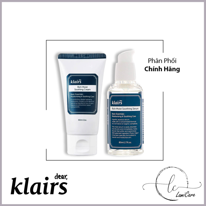 Bộ 2 sản phẩm cấp nước chuyên sâu chống oxy hoá Klairs rich moist soothing serum and cream full size giá rẻ