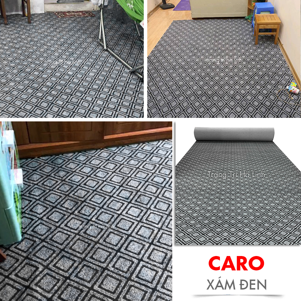 Thảm Nỉ INDO Trải Sàn Phòng Khách , Sự Kiện Họa Tiết Hoa Văn Kẻ Ghi Dày 5MM