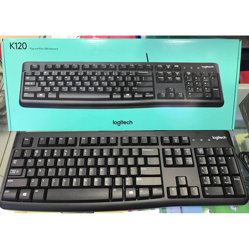Bàn phím có dây Logitech K120 - Bền bỉ, chống tràn, có thể điều chỉnh góc độ gõ, kích thước đầy đủ có phím số