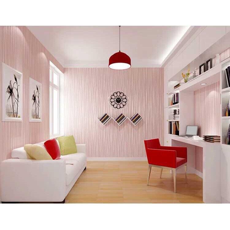 5 Mét Giấy Dán Tường, Khổ 45CM Rộng Decal PVC Trang Trí ( có keo ) - SỢI CHỈ HỒNG PT1591