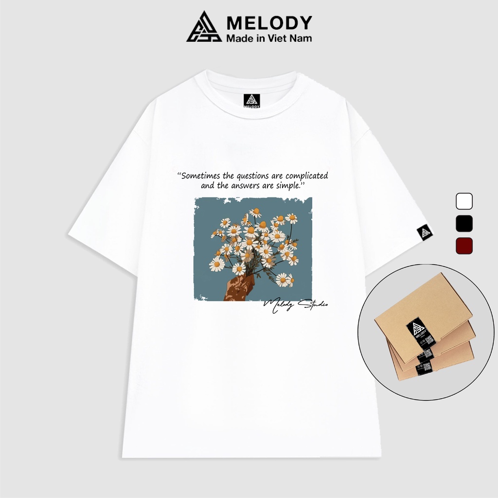 Áo thun unisex nam nữ tay lỡ form rộng oversize melody, áo phông cotton 100% quotesforlife tee luck