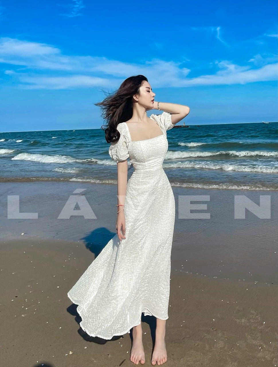 [HCM]Đầm maxi tay ngắn cúp ngực sang chảnh